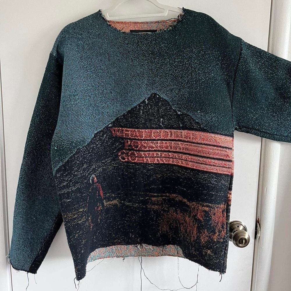 Dominic Fike What Could Possibly Go Wrong tapestry sweater